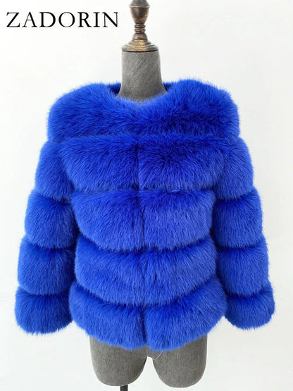 Chic Long Sleeve Faux Fox Fur Coat for Women - Luxurious Winter Warmth and Style