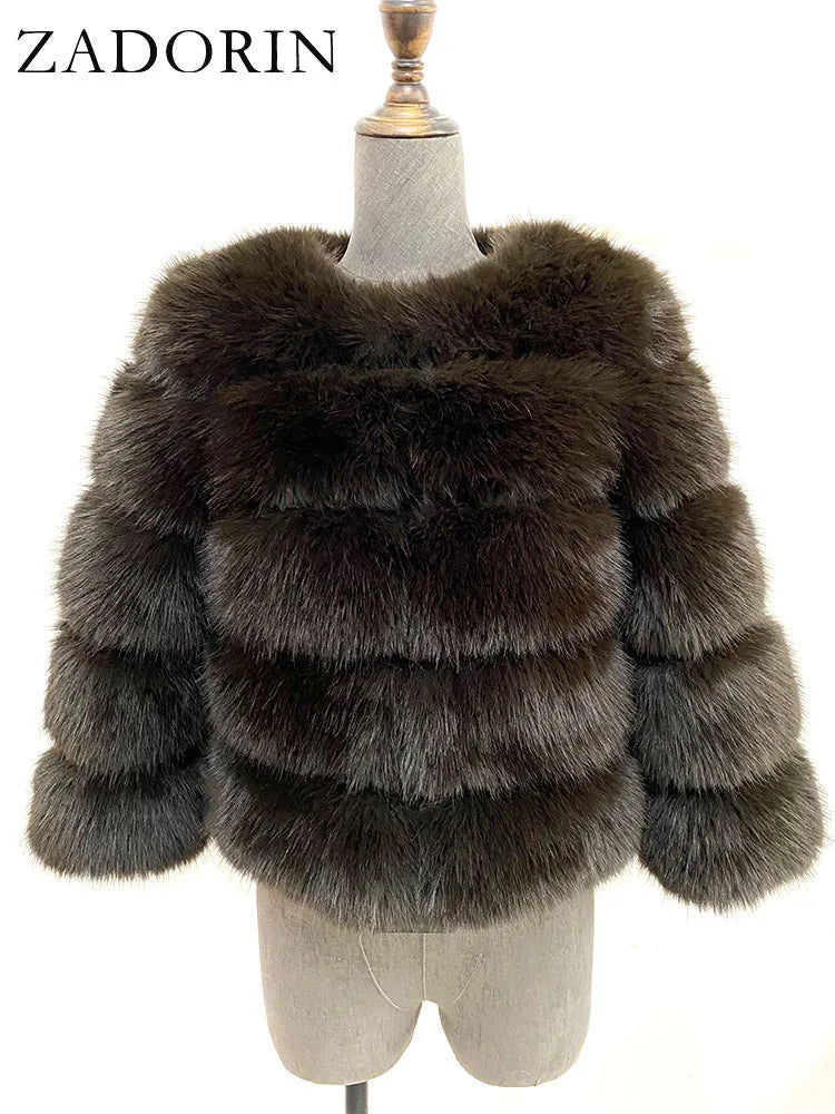 Chic Long Sleeve Faux Fox Fur Coat for Women - Luxurious Winter Warmth and Style