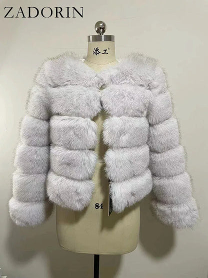 Chic Long Sleeve Faux Fox Fur Coat for Women - Luxurious Winter Warmth and Style