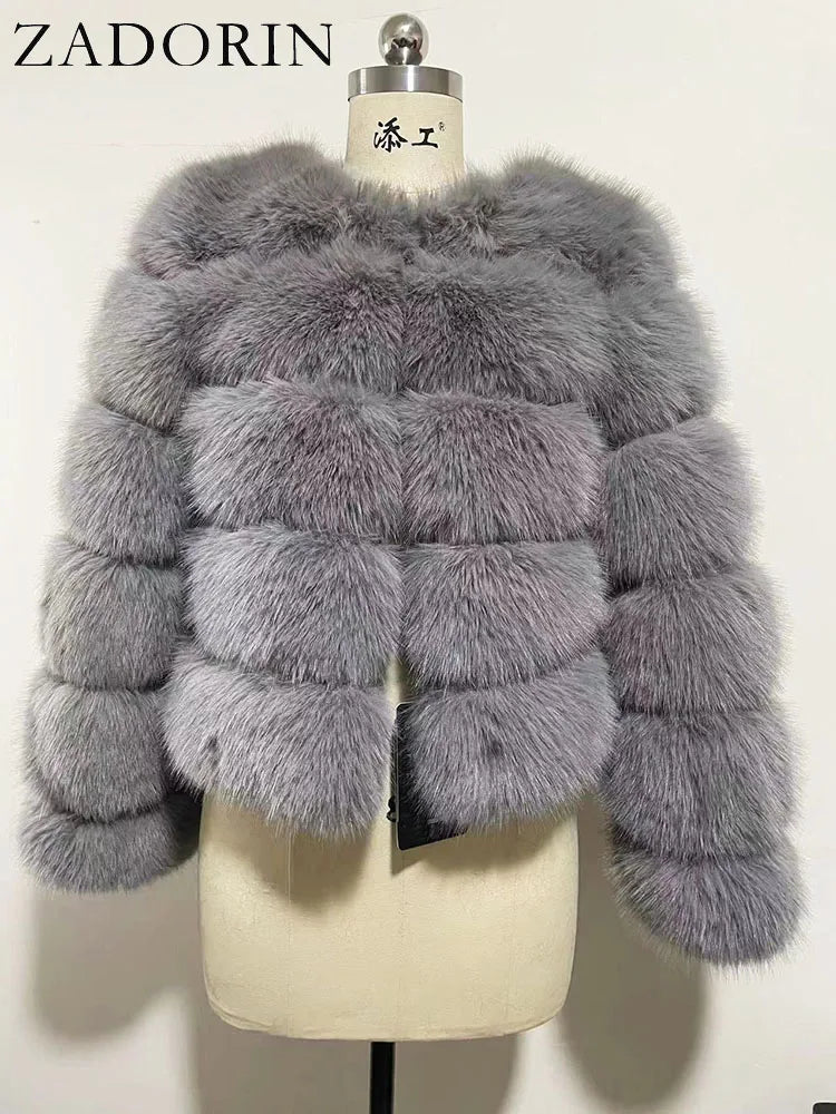 Chic Long Sleeve Faux Fox Fur Coat for Women - Luxurious Winter Warmth and Style