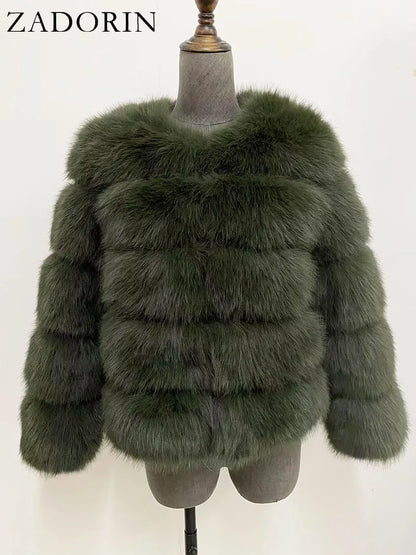 Chic Long Sleeve Faux Fox Fur Coat for Women - Luxurious Winter Warmth and Style